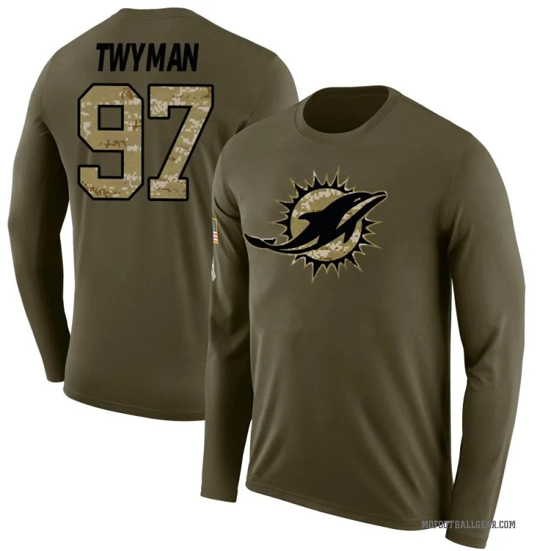 Jaylen Twyman Miami Dolphins Men's Name & Number Logo T-Shirt - Ash